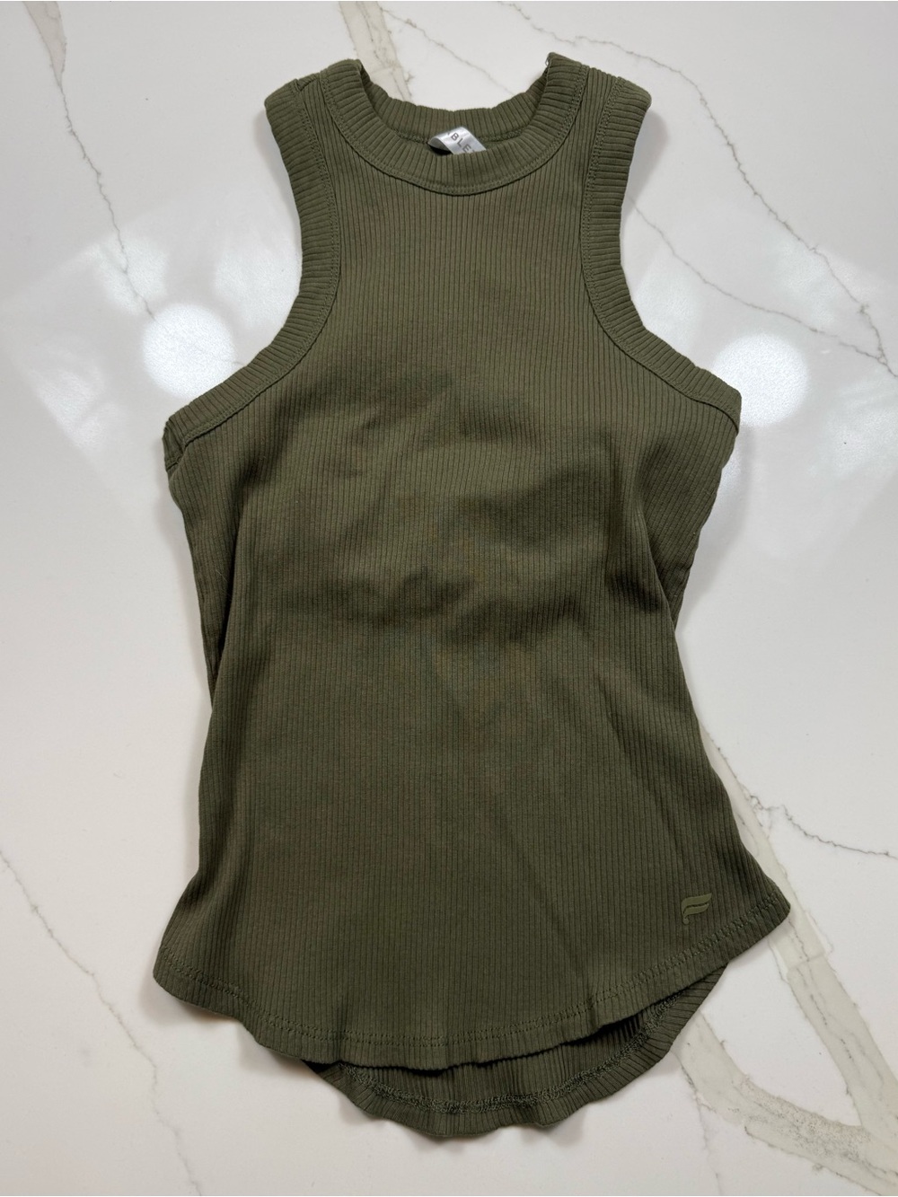 Fabletics Ribbed Olive Green Women's Tank Top - Sleeveless Knit